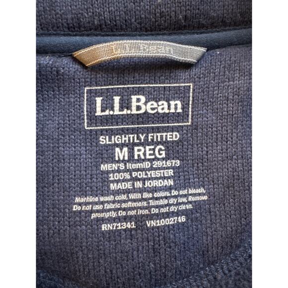 L.L.Bean Men's Med Reg Sweater Fleece Full-Zip Jacket Navy Blue 3-Pocket Fitted - Picture 5 of 5